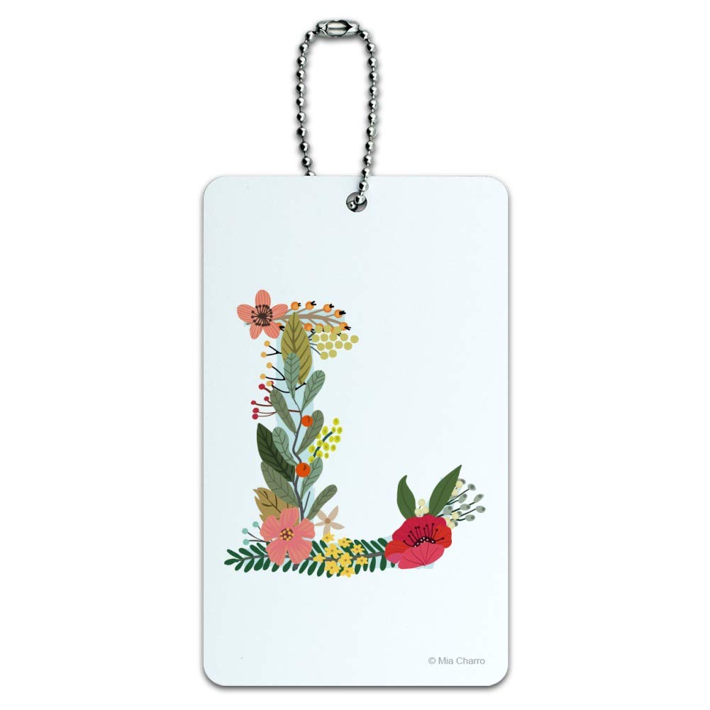 Floral Monogram Letter L Luggage Tag - Personalized Initial ID Card for Suitcase & Carry-On Bags - Perfect for Travel, Gifts & Organization