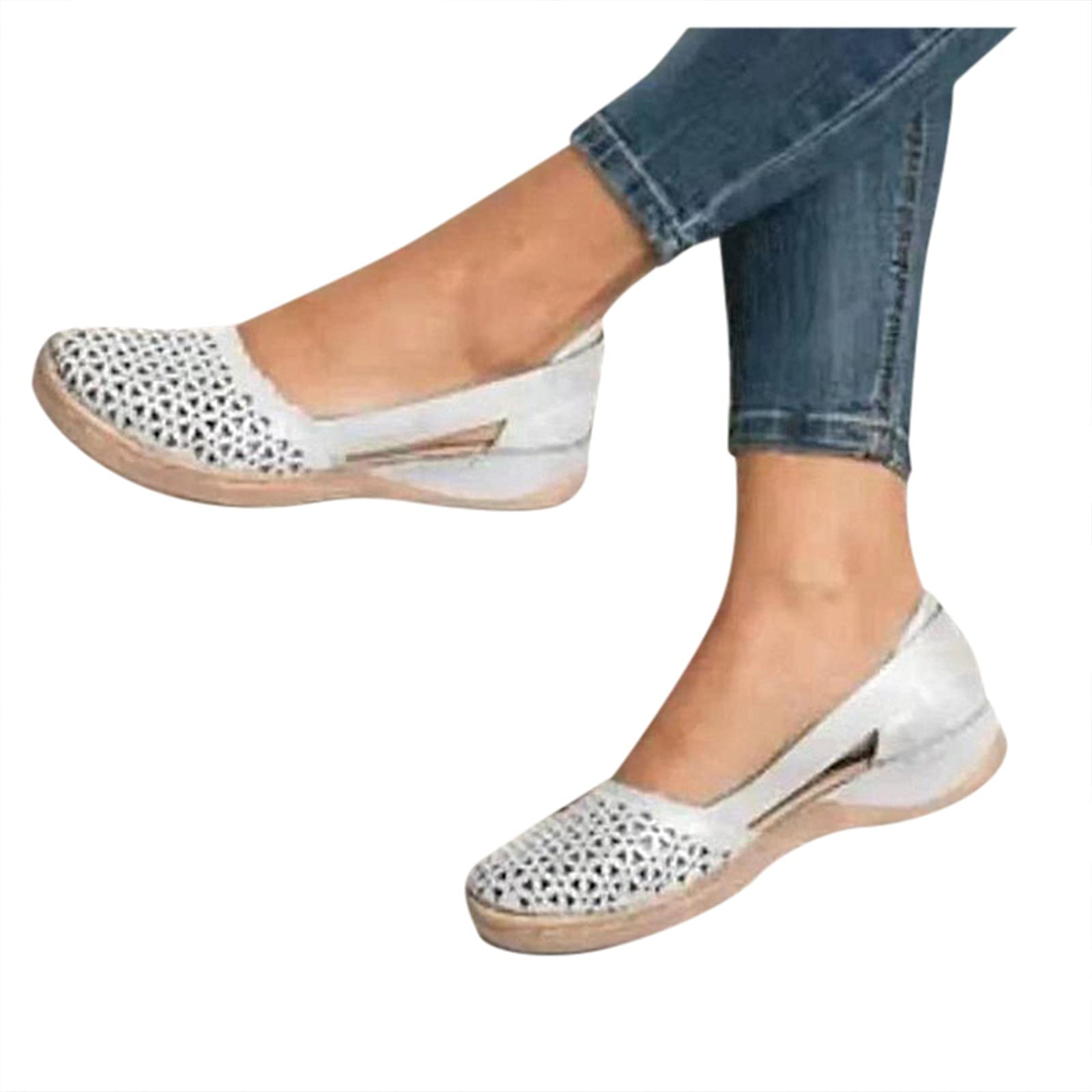 Women's Dressy Summer Sandals - Comfy Closed Toe Slip On for Casual Walking