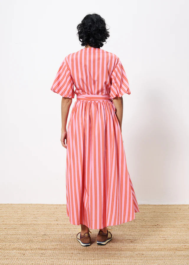 Edmonise Maxi Wrap Dress for Women - Flowy Long Sleeve Pink Dress for Casual, Office & Date Night | Plus Size Options Available