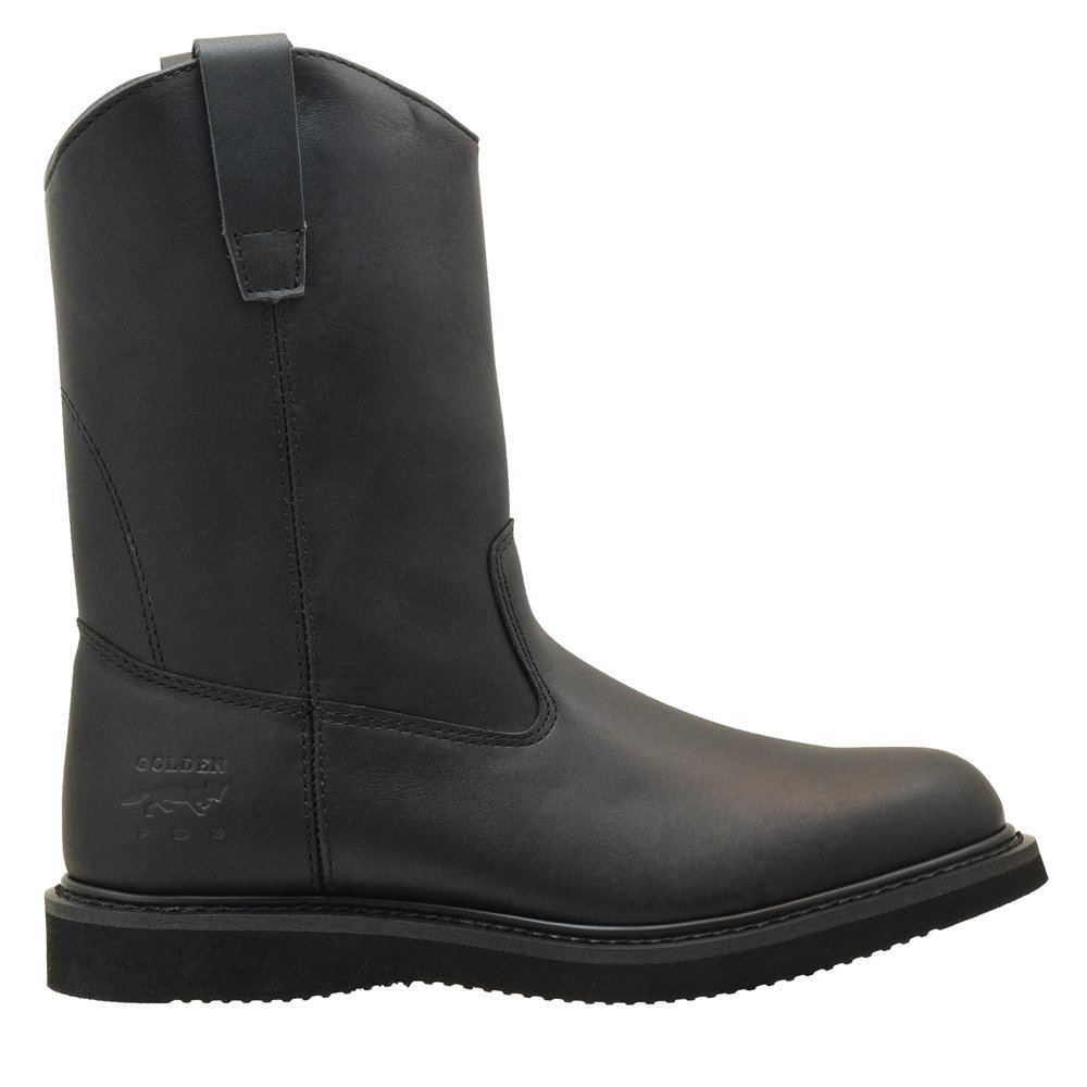Golden Fox Men's Leather Wellington Work Boots - Waterproof Steel Toe Construction Boots for Farming, Ranching & Outdoor Work - Durable Safety Footwear for Heavy Duty Jobs
