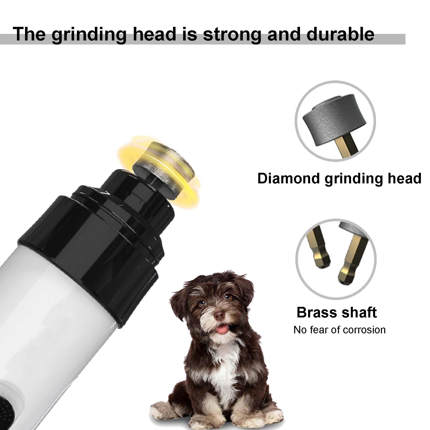 Heusom Silent Groom Pro Nail Grinder for Dogs & Cats - Rechargeable USB Pet Nail Trimmer with 2 Grinding Heads - Painless & Quiet Dog Nail Clipper for Small Medium Large Pets - Perfect for Home Grooming & Professional Use