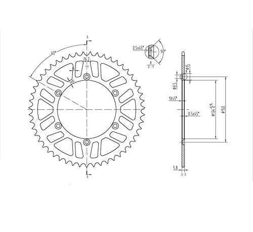BikeMaster 51T Steel Rear Sprocket for Kawasaki KDX250 1983-1984 Motorcycle - Durable Replacement Part for Off-Road & Trail Riding
