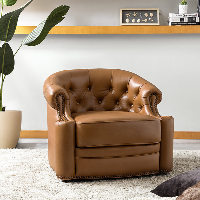 Alonso Classic Chesterfield Genuine Leather Swivel Chair - Premium Office Chair with Button Tufted Back & 360° Rotation - Perfect for Home Office, Study Room & Executive Workspace