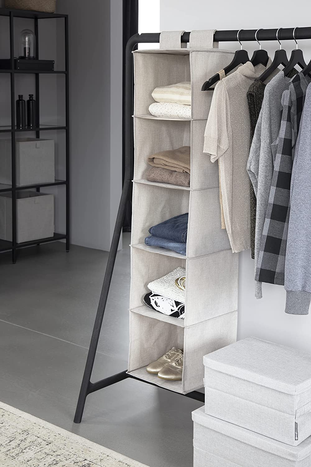 Premium Closet Organizer - Space-Saving Storage Solution in Grey or Beige | Perfect for Bedroom, Closet & Wardrobe Organization
