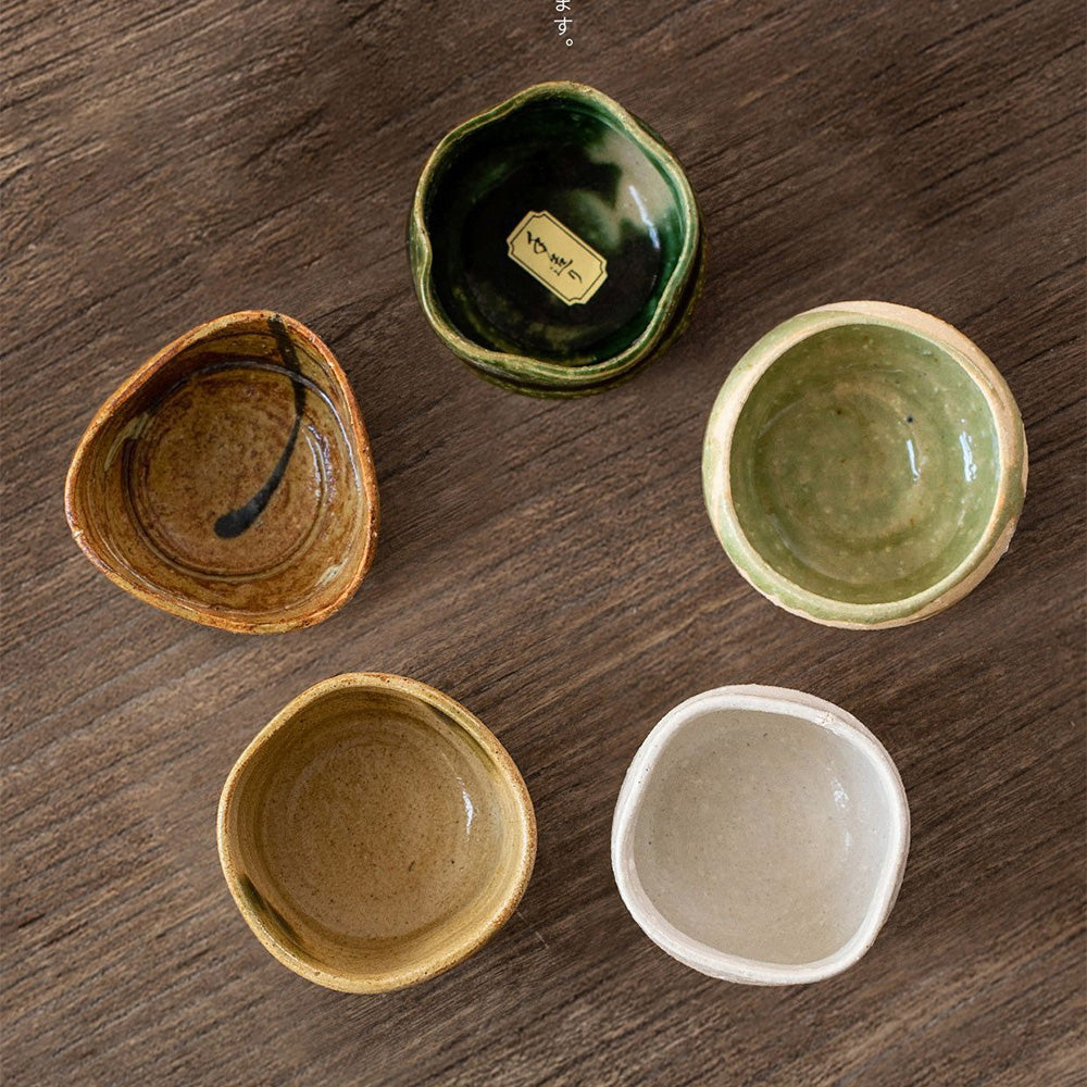 Japanese Mino Yaki Pottery Tea Cup Set of 5 - Handcrafted Ceramic Tea Cups for Matcha, Sencha & Green Tea - Perfect for Japanese Tea Ceremony, Home Decor & Gift Giving