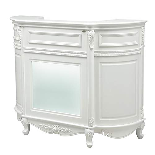 Modern Reception Desk with LED Lighted Front Glass Panel - Elegant Receptionist Counter for Office Lobby, Hotel Front Desk & Corporate Waiting Areas