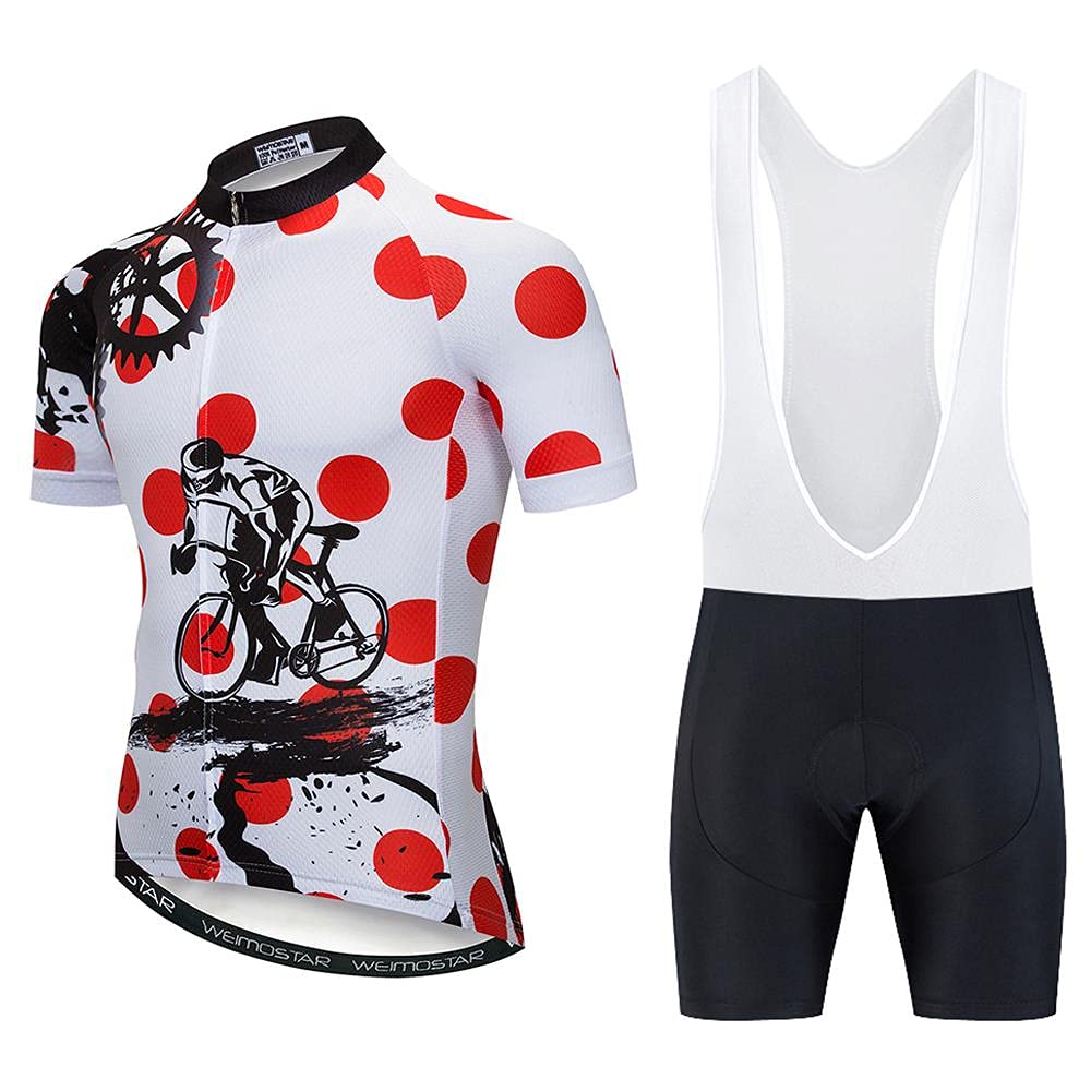 Men's Cycling Jersey & Bib Shorts Set - Breathable Short Sleeve Bike Shirt with 20D Gel Padding for Road & Mountain Biking | Perfect for Training, Racing & Outdoor Cycling