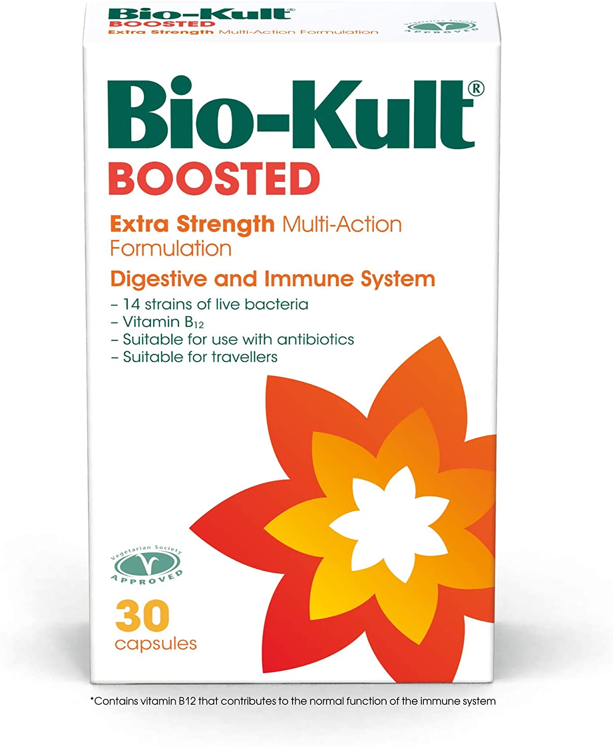 Bio Kult Boosted Extra Strength Multi-Action Probiotic Supplement - 30 Capsules for Gut Health, Digestion & Immune Support - Perfect for Daily Wellness & Travel