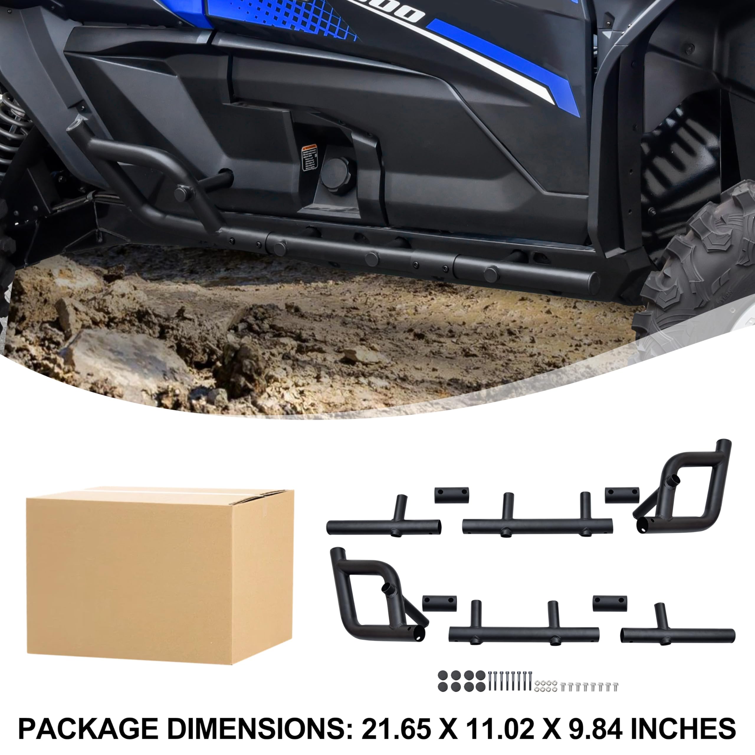 KEWISAUTO Rock Sliders & Side Steps for 2020-2025 Kawasaki Teryx KRX 1000 (2 Seats) - Heavy Duty Nerf Bars & Bumper Protection Frame for Off-Road Adventures, Trail Riding & Mudding