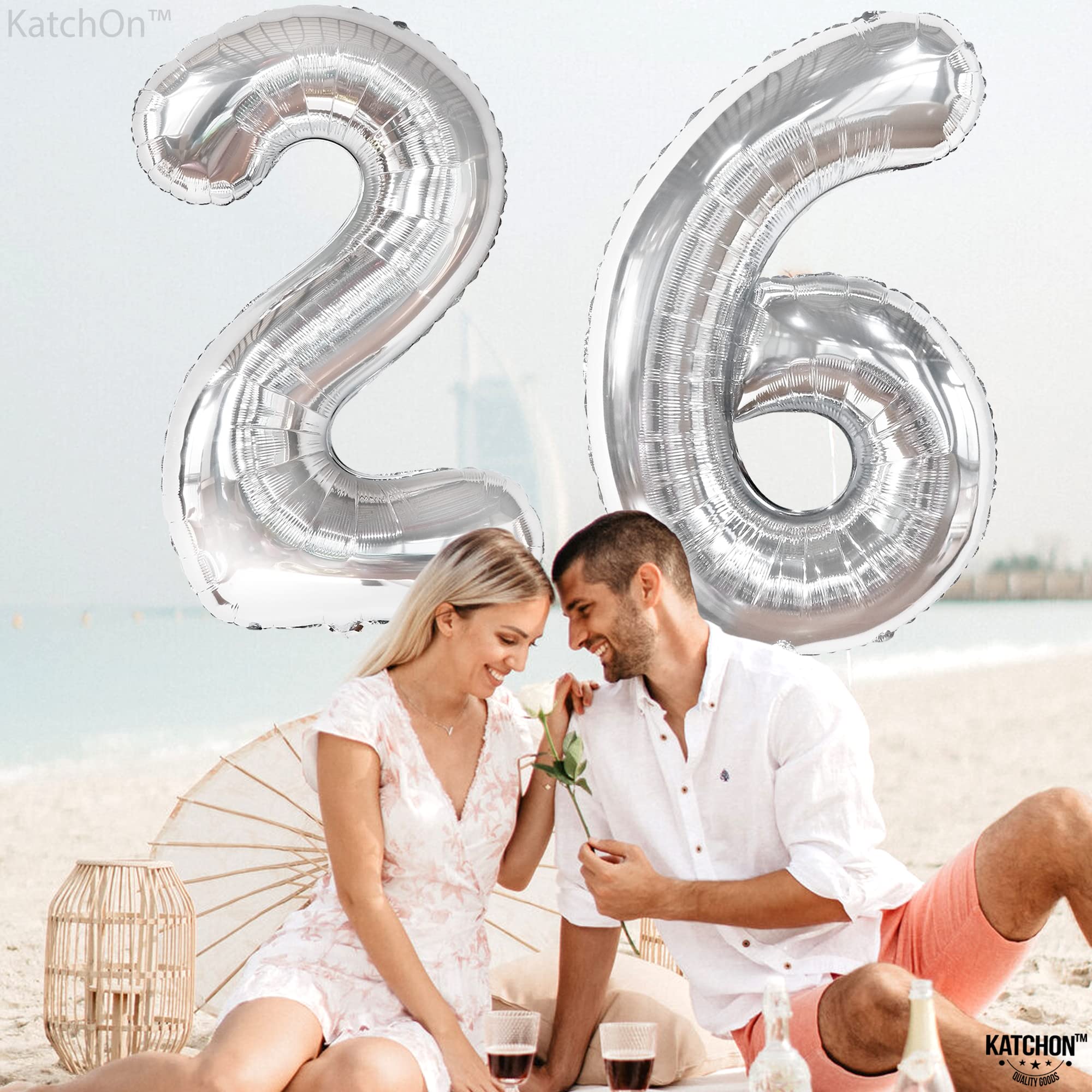 KatchOn Giant 26 Inch Silver Foil Balloon Number - 40