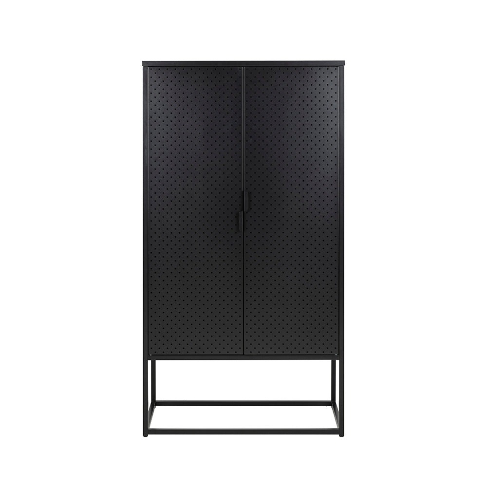 Newton Tall Sideboard Cabinet Unit 80cm Black - Modern Storage Solution for Living Room, Dining Room & Entryway Organization
