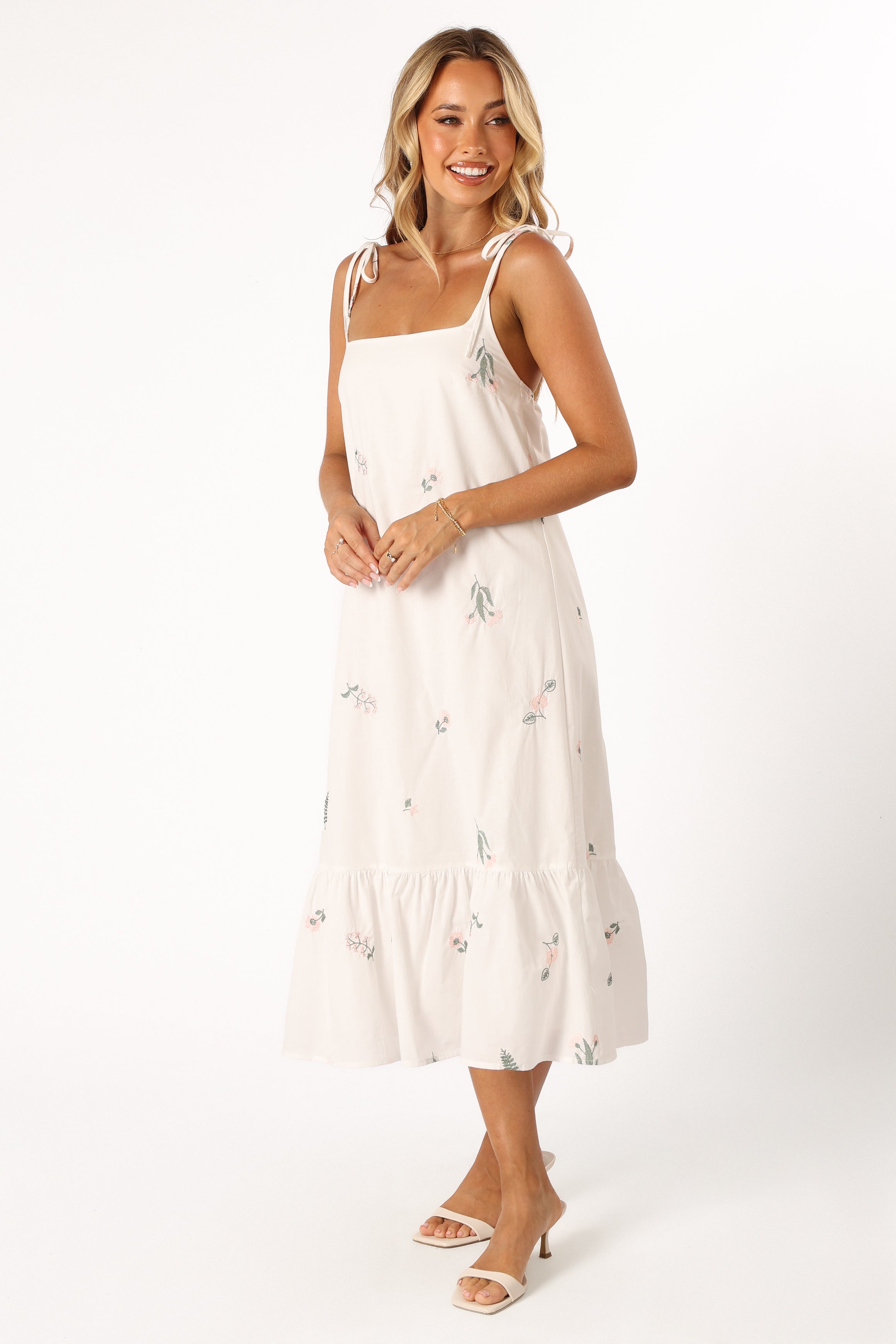 Emmett Ruffle Hem Midi Dress - Floral Print Summer Dress for Women | Perfect for Beach Vacations, Garden Parties & Date Nights