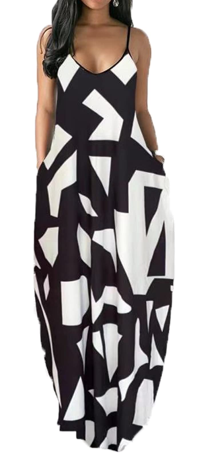 YILISAXI Women's Plus Size Casual Sleeveless Loose Long Maxi Dress with Pockets - Summer Beach Cover Up, Vacation Outfit, Boho Chic Dress for Outdoor Parties & Date Nights