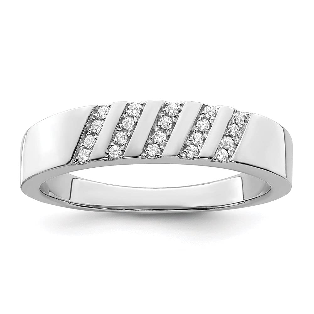 925 Sterling Silver Men's Wedding Band Ring with White Cubic Zirconia - Diamond2Deal | Elegant & Durable for Weddings, Anniversaries, and Special Occasions