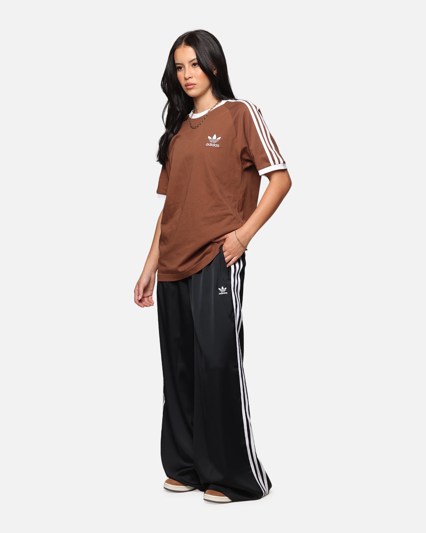 Adidas Women's Satin Wide Leg Lounge Pants - Black | Comfortable High-Waisted Yoga Pants for Workout, Travel & Casual Wear