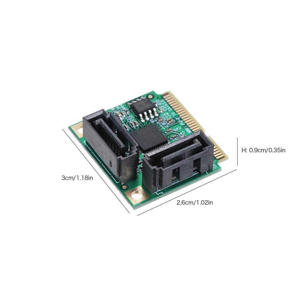 Mini PCI-E to SATA3 Expansion Card - 2 Port SATA III Controller Adapter for SSD/HDD - Upgrade Laptop Storage for Gaming, Editing & Data Backup
