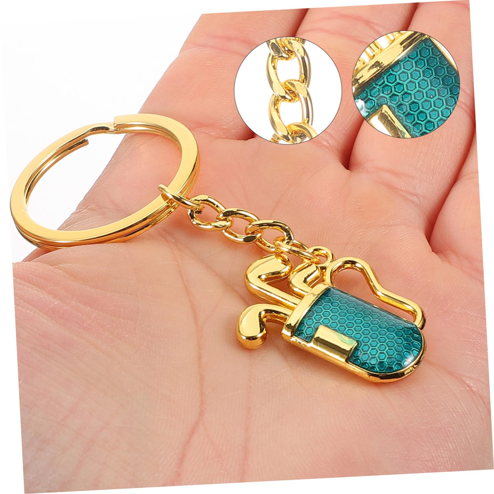 Premium Metal Golf Keychain - Lightweight & Durable Golf Keyring for Car Keys, Backpacks - Gold & Blue - Perfect Gift for Golf Lovers & Sports Enthusiasts (Golf Accessories, Tournament Prizes, Team Gifts)