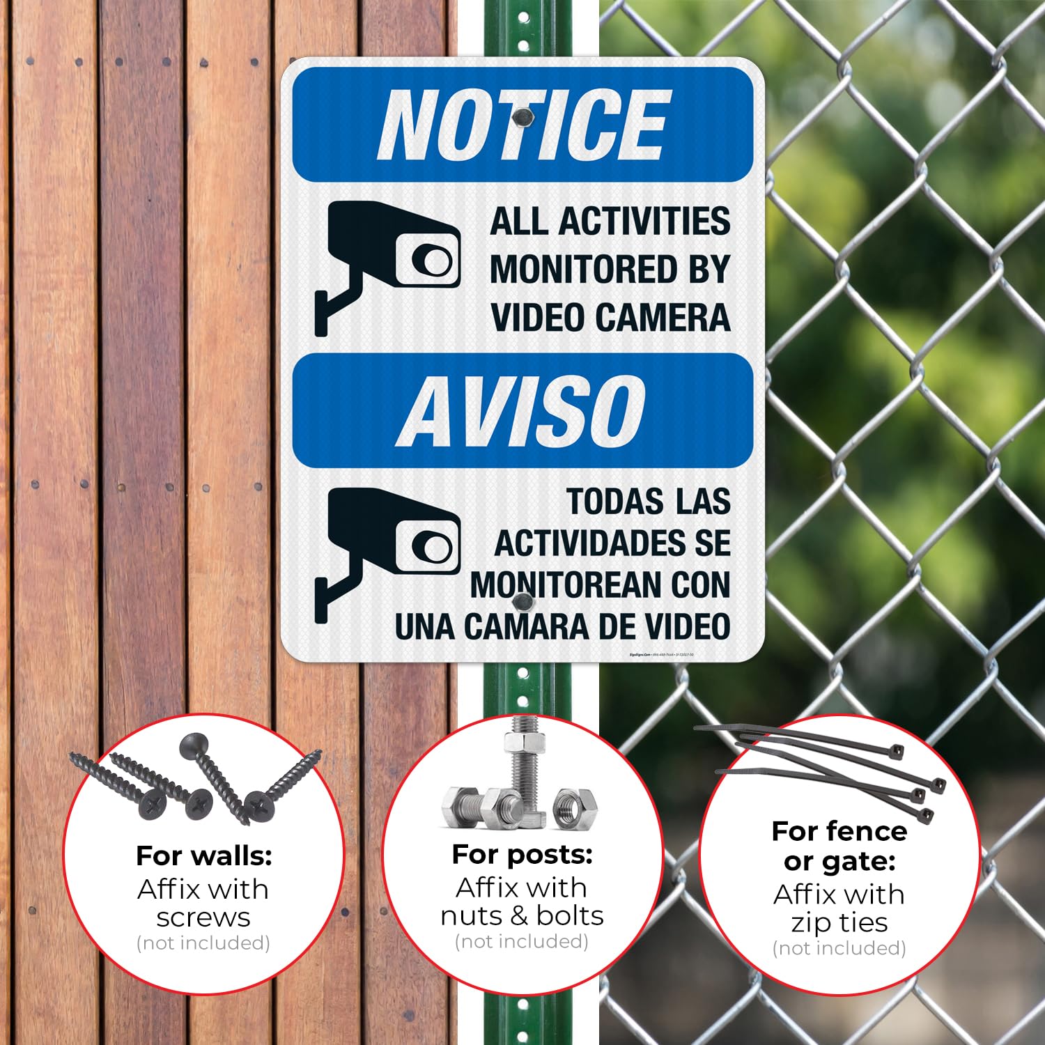 Security Camera Sign - Bilingual Video Surveillance Warning Sign 24x30 Inches | 3M EGP Reflective .080 Aluminum | Fade Resistant for Indoor & Outdoor Use | Made in USA | Ideal for Home Security, Business Protection & Property Monitoring