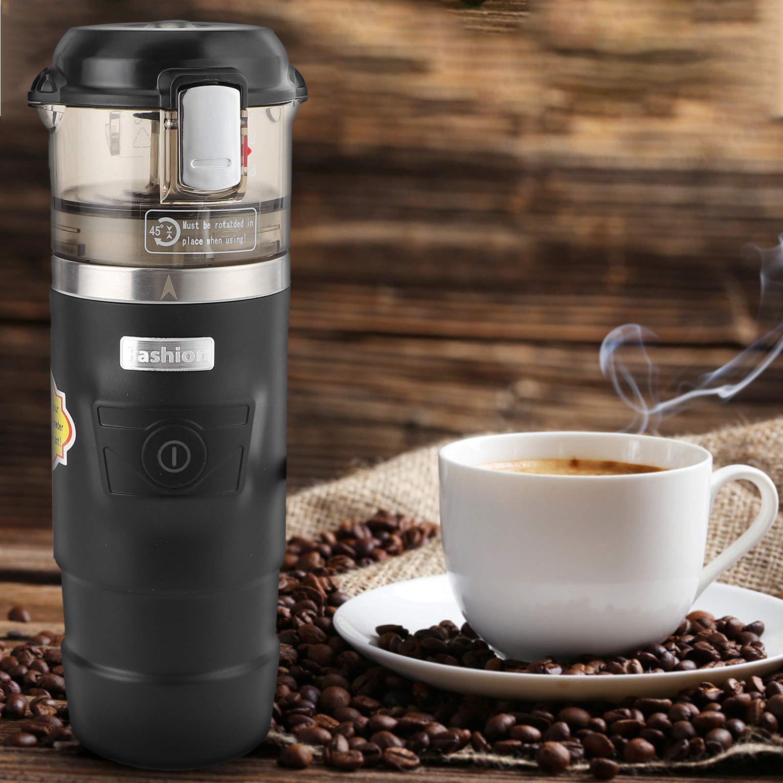 12V Portable Car Coffee Maker - 65ML Electric Espresso Machine with Auto Shutoff & Boil Dry Protection | Perfect for Travel, Camping & Road Trips | Compact Black Design with Cigarette Lighter Power Supply