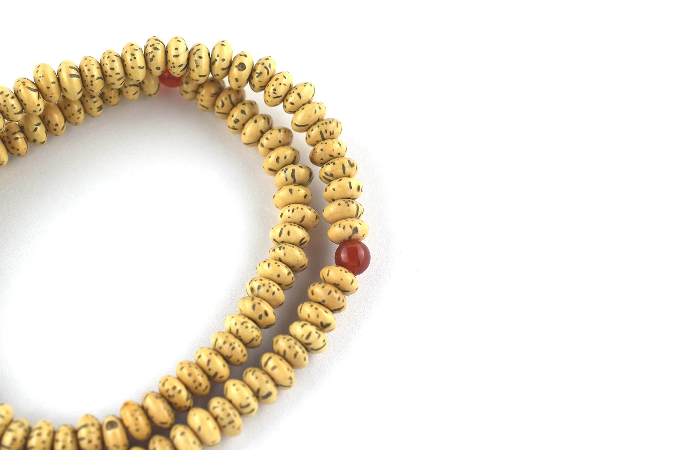 108 Beads Bodhi Tree Wood Red Agate Bracelet - Japanese Juzu Prayer Beads & Asian Rosary Mala Beads - Handmade Wooden Bracelet Gift for Men & Women - Meditation, Yoga, Spiritual Healing & Buddhist Prayer Accessories