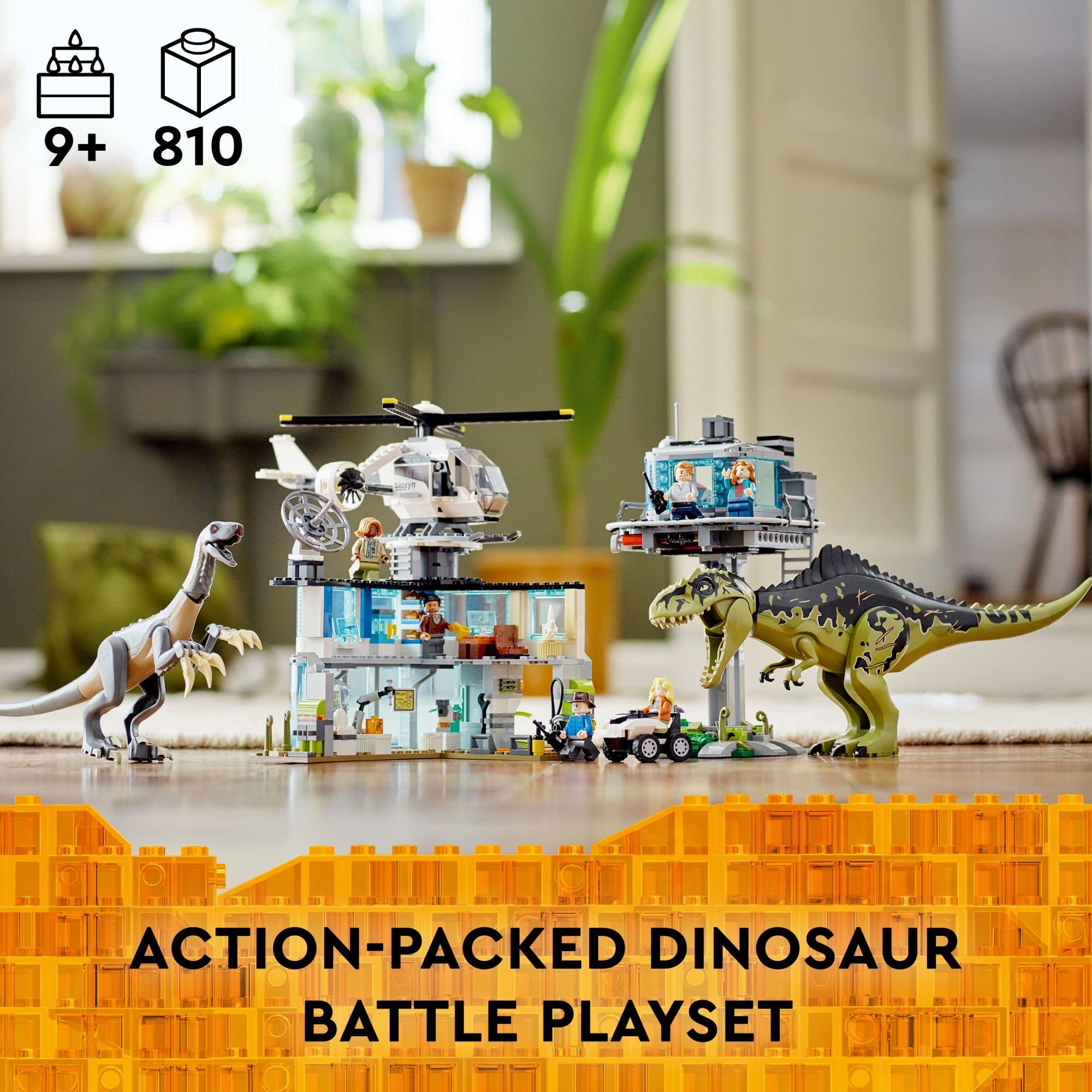 LEGO Jurassic World Giganotosaurus & Therizinosaurus Attack 76949 Dinosaur Building Set with 2 Dinosaur Figures, ATV Vehicle, Helicopter & Garage - Creative Construction Toy Gift for Kids, Boys & Girls - Perfect for Jurassic Park Play Scenes and Dinosaur Adventure Storytelling