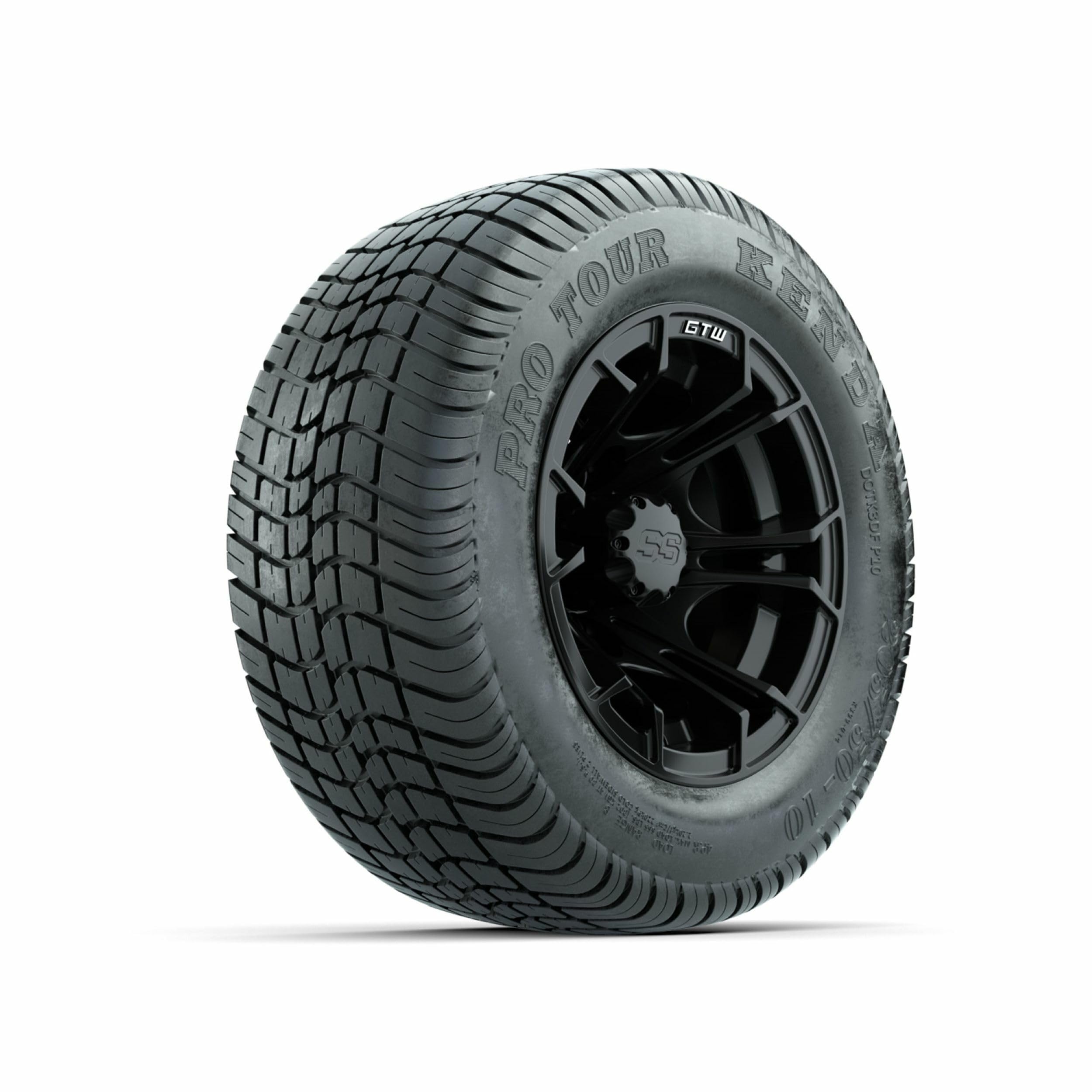 GTW 10 Inch Golf Cart Wheels and Tires Combo Set of 4 - Matte Black Spyder Wheels with 205/50-10 Pro Tour Street Tires | Perfect for Golf Carts, Utility Vehicles & Neighborhood Cruising