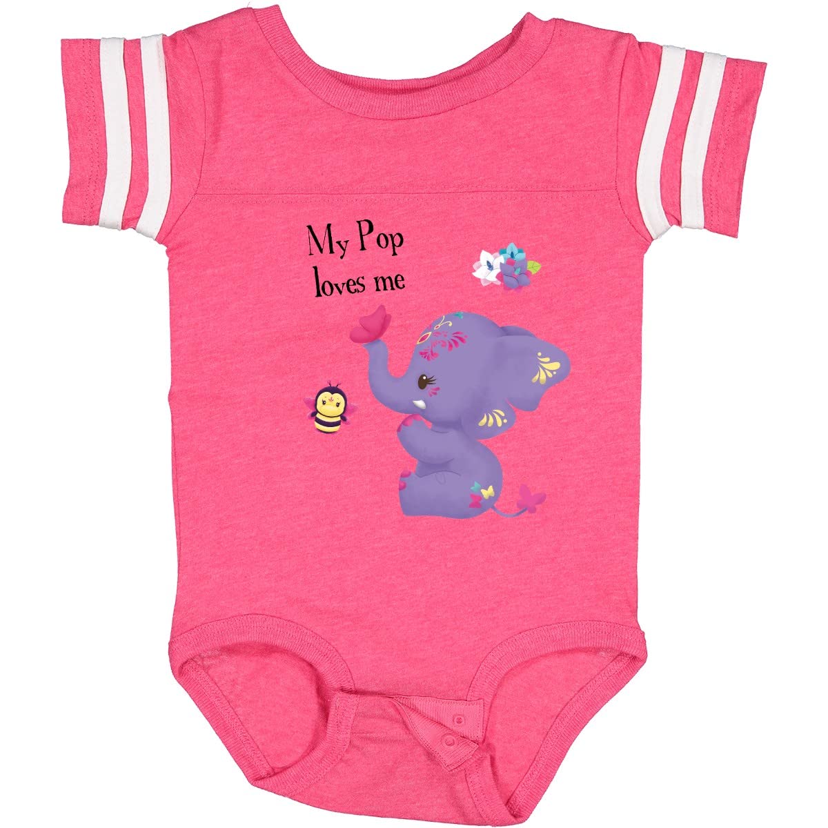 Inktastic Pop Loves Me Purple Elephant Baby Bodysuit - Adorable Cute Infant Onesie for Newborns & Toddlers - Perfect for Playdates, Photo Shoots & Everyday Wear