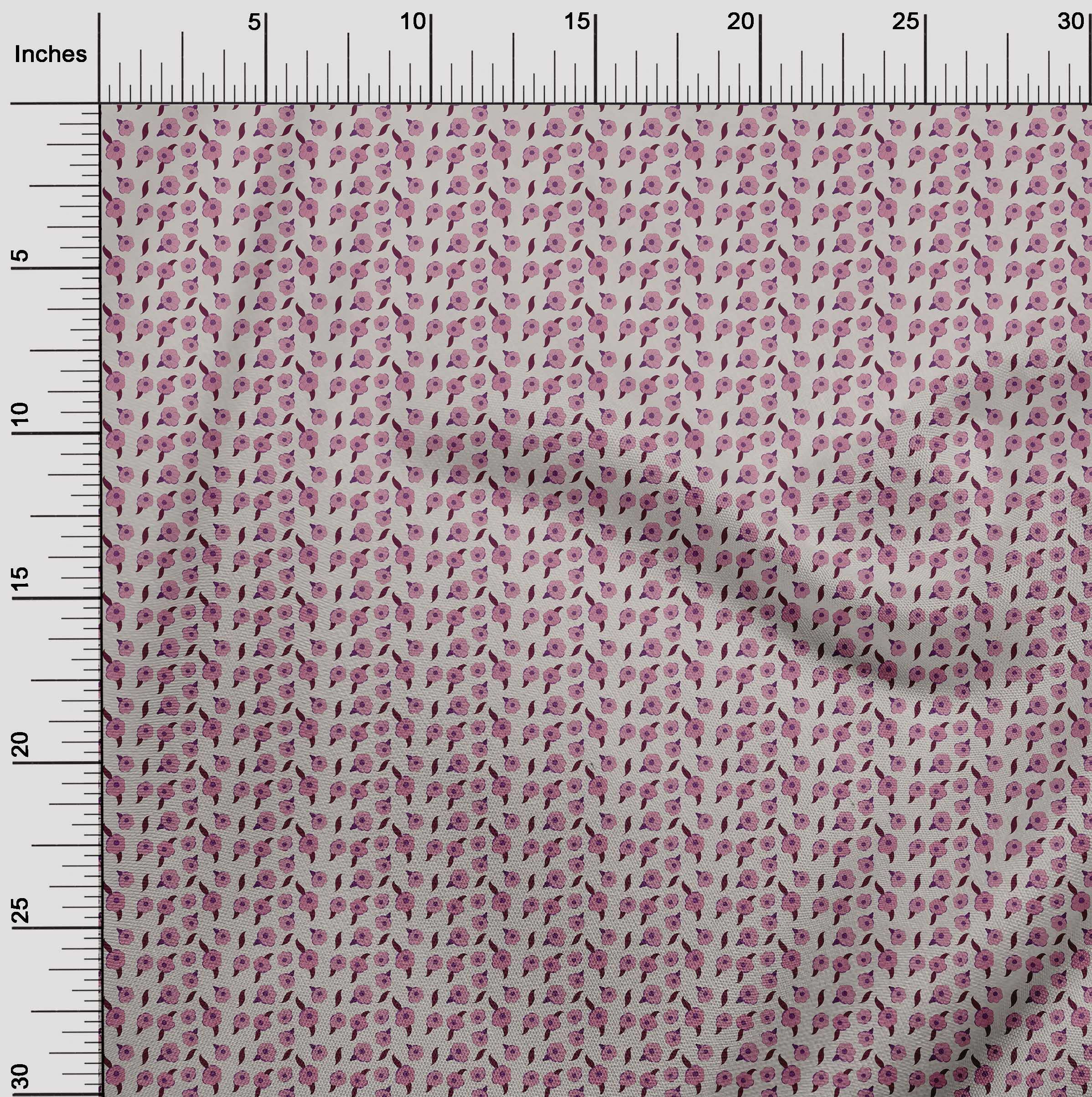 oneOone Cotton Flex Dusty Pink Asian Floral Print Fabric by The Yard - 40 Inch Wide Soft Dress Material for DIY Clothing, Home Decor & Craft Projects