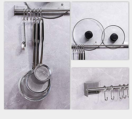 Stainless Steel Wall Mount Hook and Rack - Heavy Duty Double Bar Organizer for Coats, Robes, Hats & Towels - No Drill Self Adhesive Hanger for Bathroom, Kitchen & Pantry Organization (304 Stainless Steel) - Perfect for Small Space Storage and Home Decor