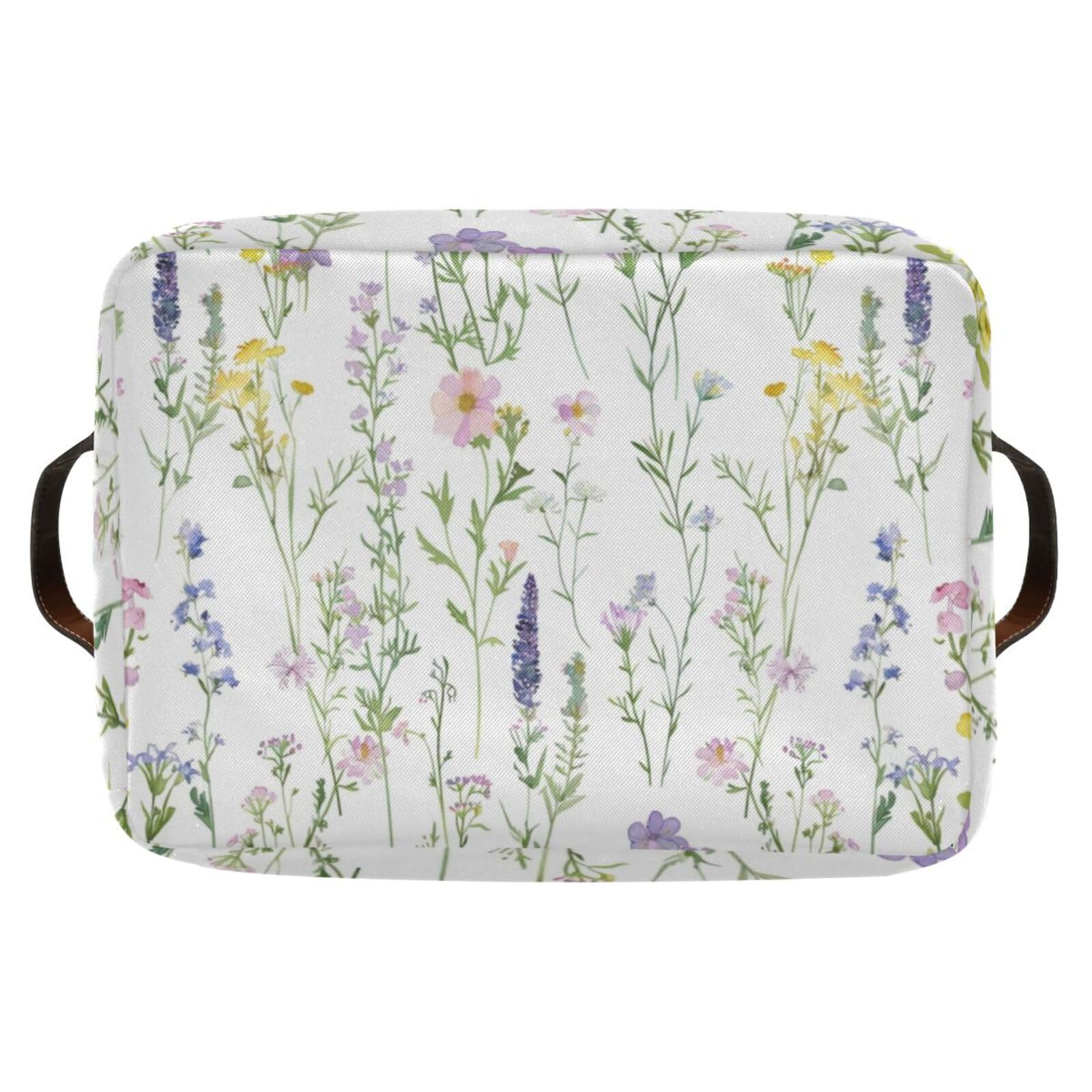 Large Fabric Storage Bins with Handles - Collapsible Closet Organizer Baskets for Shelves, Clothes, Toys & Home Organization | Decorative Floral Storage Solutions for Bedroom, Nursery & Living Room
