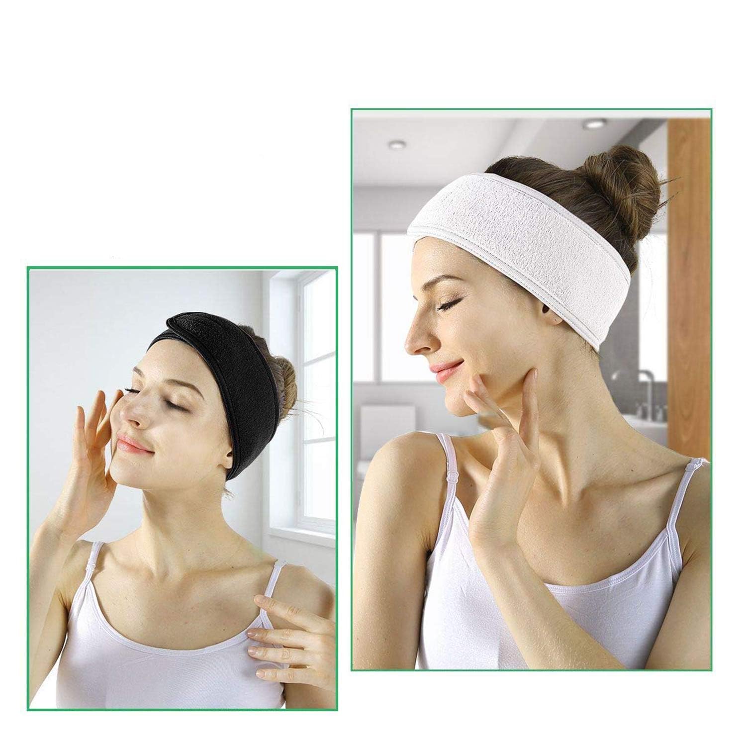 ZAUKY Spa Headbands for Women - Soft Makeup & Facial Headband with Nail Brush Set for Manicure Pedicure (Multicolor Combo Pack) - Perfect for Salon, Spa, Home Skincare & Nail Care Routine