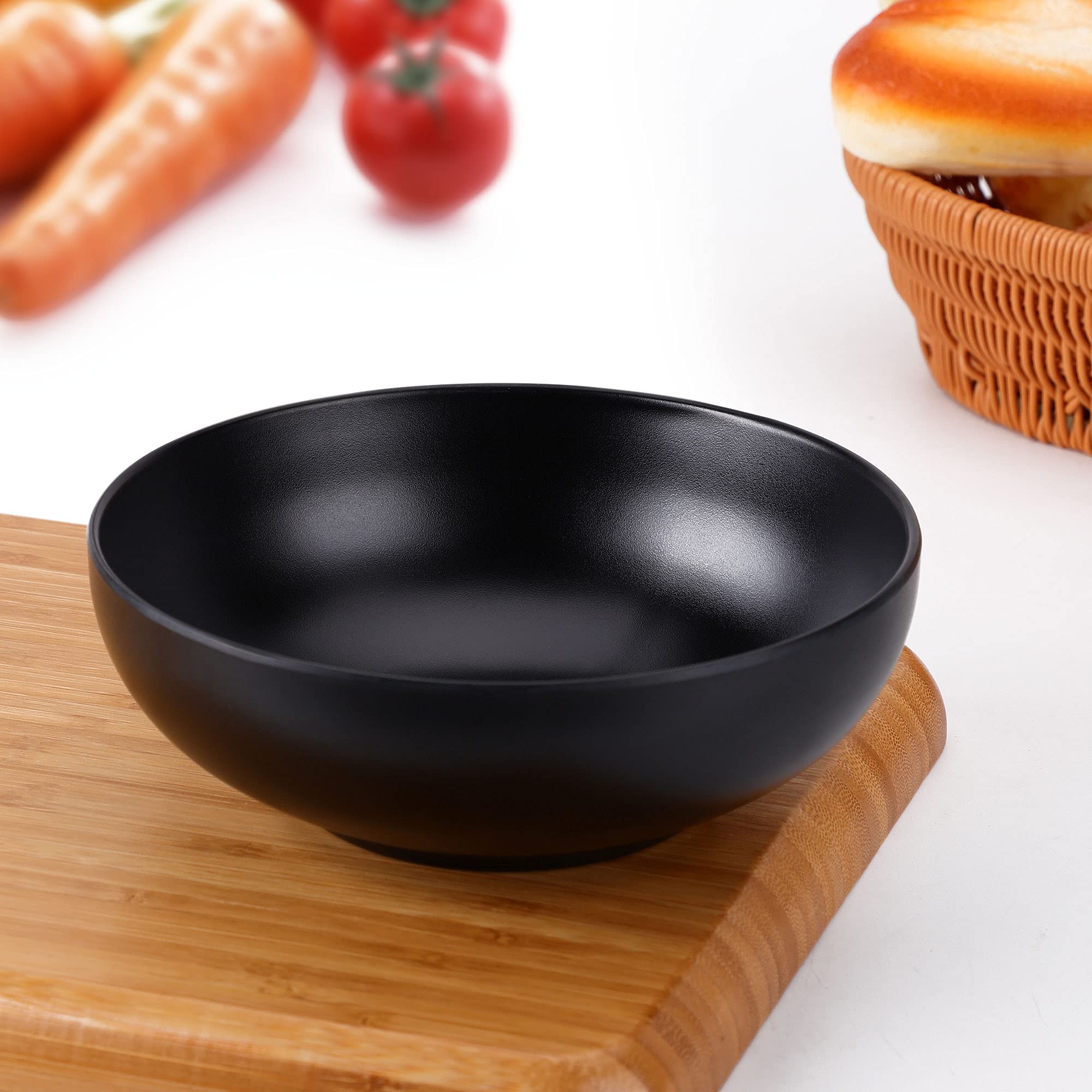 Premium Black Ceramic Rice and Soup Bowl Set - Durable Dinnerware for Home, Kitchen, Restaurant | Perfect for Asian Cuisine, Daily Meals & Food Presentation