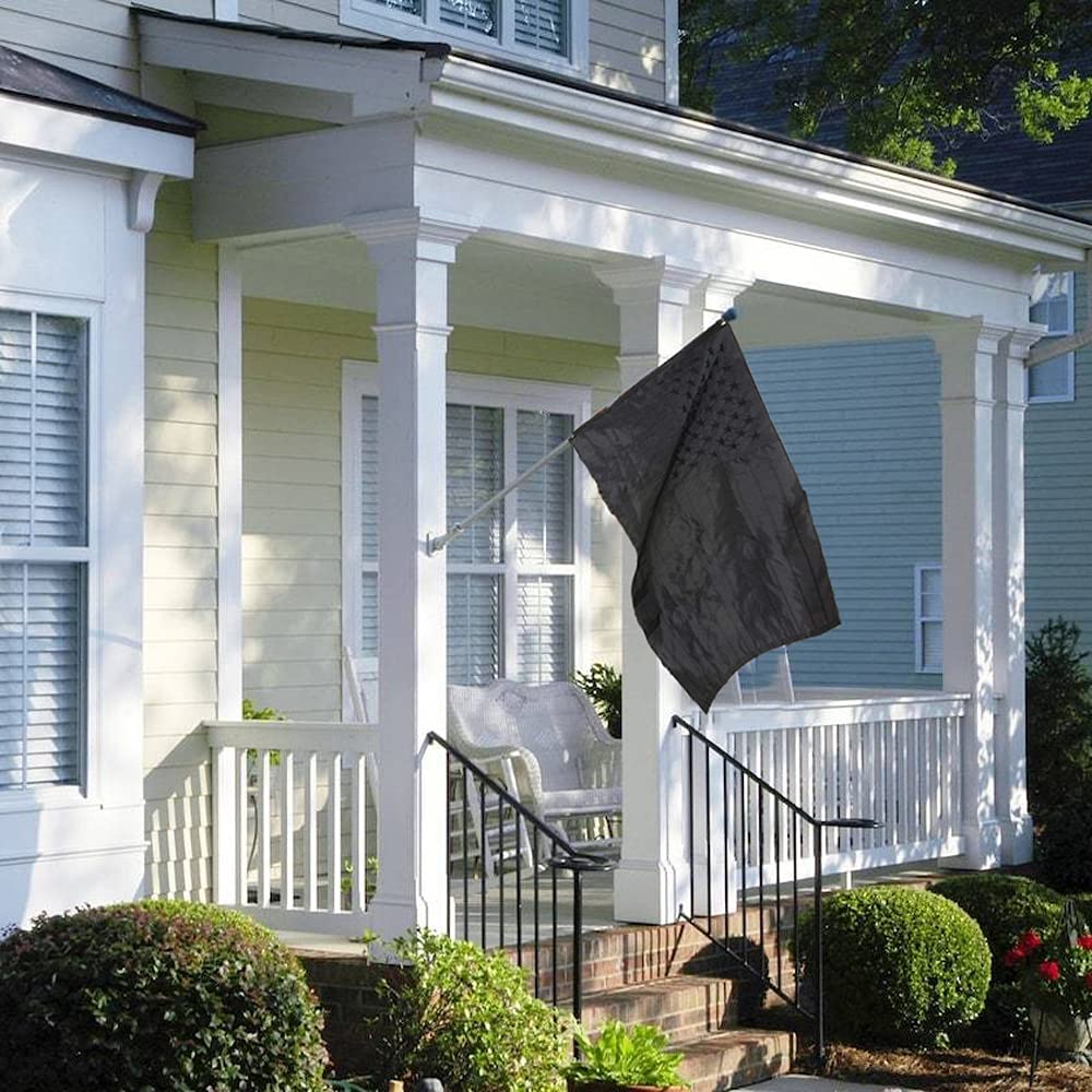 All Black American Flag 3x5 Ft - Heavy Duty Embroidered Stars & Sewn Stripes with Brass Grommets | Blackout Tactical USA Flag for Outdoor, Military Display, and Patriotic Decor