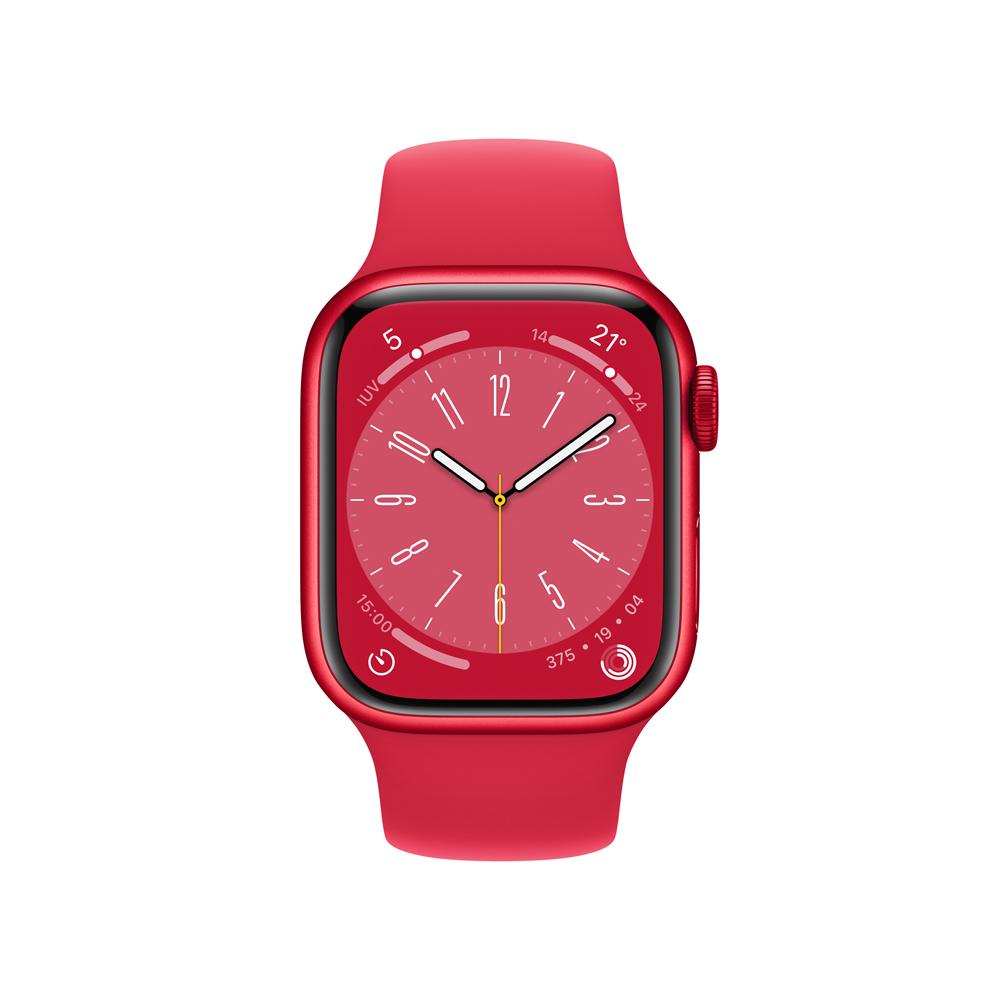 Apple Watch Series 8 (GPS) 41mm Aluminum Case (PRODUCT)RED with Sport Band - Perfect for Fitness Tracking, Running & Everyday Wear
