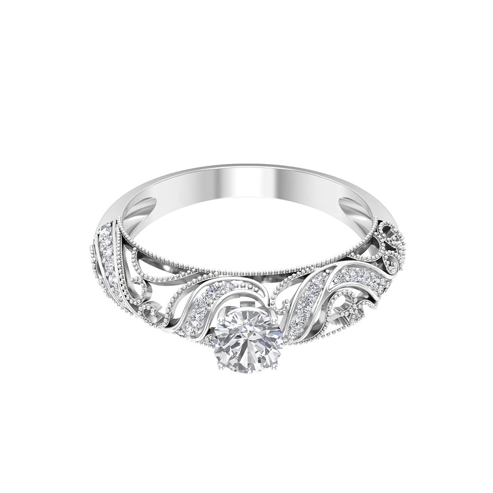 3/4 CT Cubic Zirconia Engagement Ring for Women - 14K Solid Gold Vintage Inspired Solitaire CZ Ring - Perfect for Proposals, Anniversaries & Special Occasions