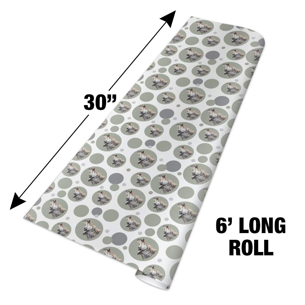 Premium Wolf Howling Gift Wrap Paper Roll - 30