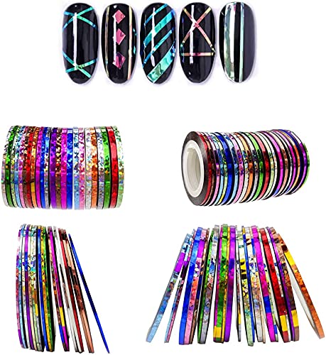 Belicia 10 Colors Multicolor Nail Art Striping Tape - DIY Nail Decoration Stickers for French Tips & Creative Designs | Perfect for Salon, Home Manicures & Nail Art Enthusiasts
