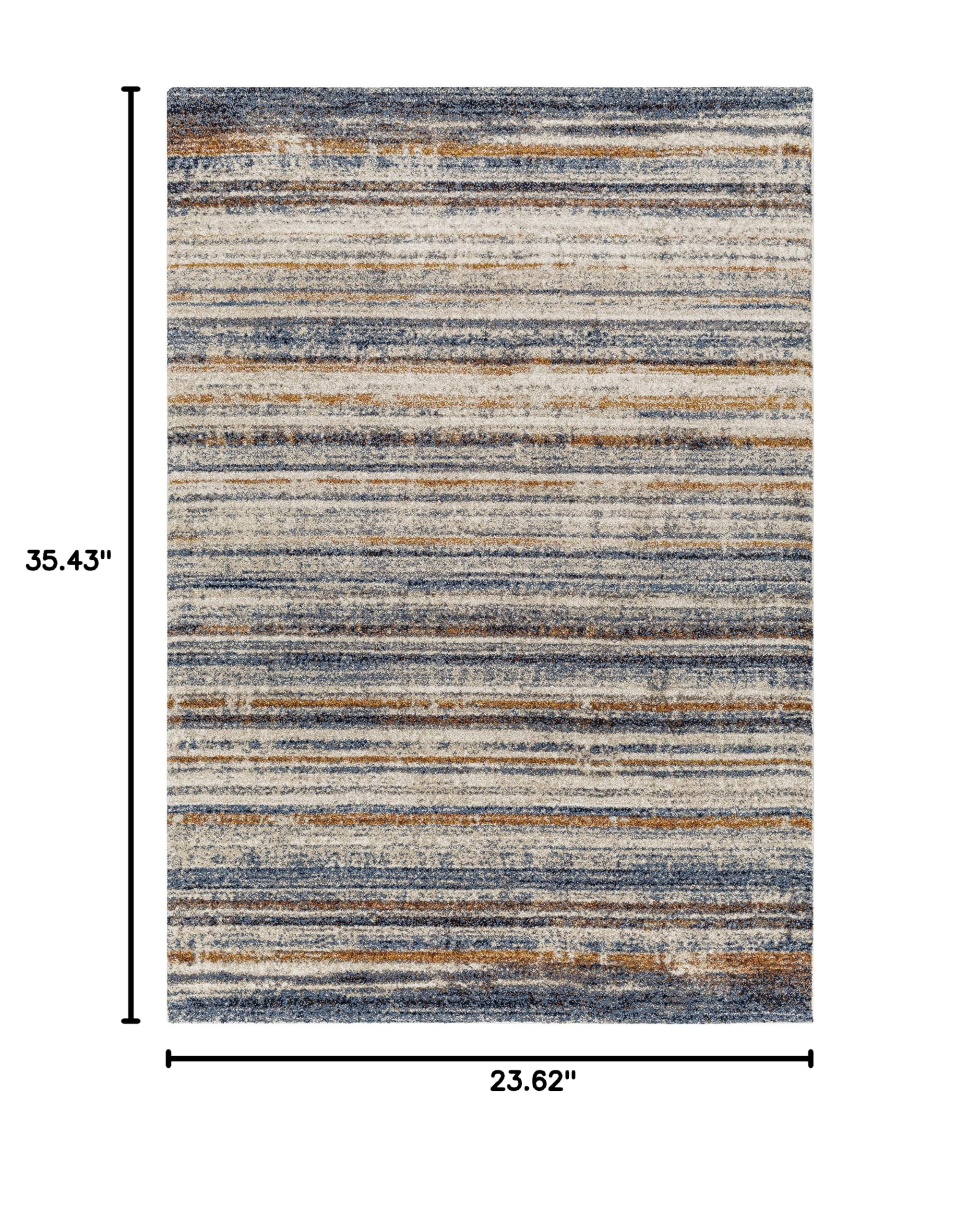Premium Hauteloom Dumaguil Soft High Pile Area Rug for Living Room & Bedroom - 2' x 3' - Blue, Yellow, Brown - Plush Comfort for Home Decor