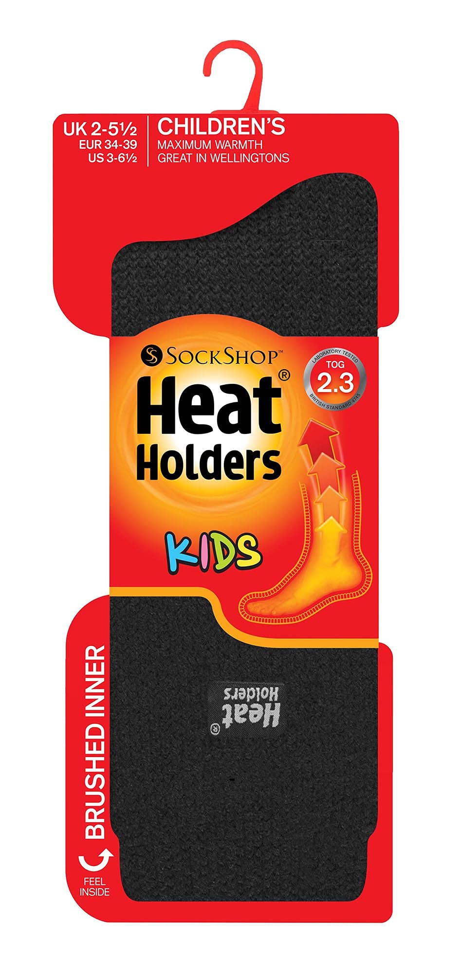 HEAT HOLDERS Kids' Thermal Socks 2.3 Tog - UK Sizes 2-5 / EU Sizes 34-39 - Winter Warm Socks for Boys & Girls - Perfect for Cold Weather, Snow Boots & Outdoor Activities
