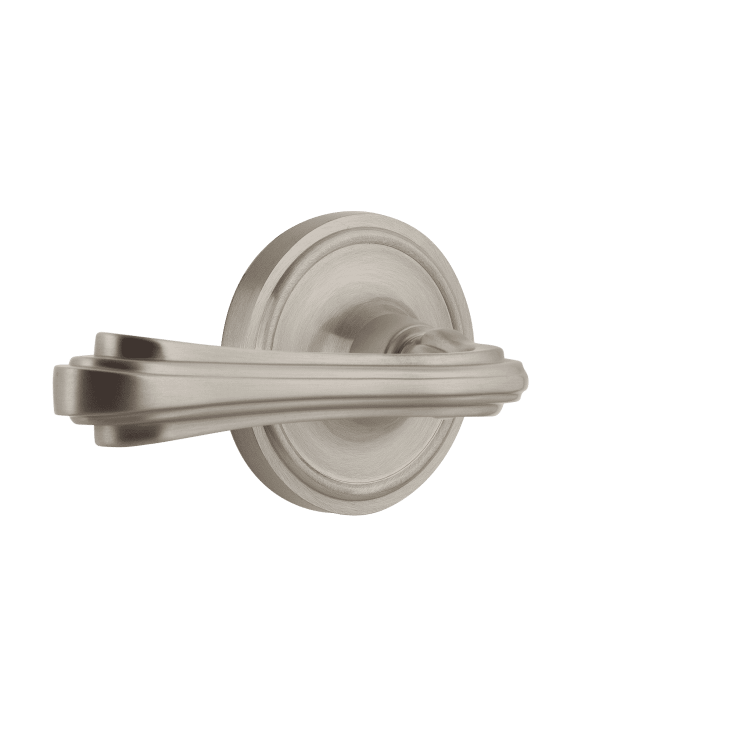 Classic Rosette with Fleur Lever in Satin Nickel - Elegant Door Hardware for Home & Office Decoration | Perfect for Interior Doors, Cabinets, and Furniture