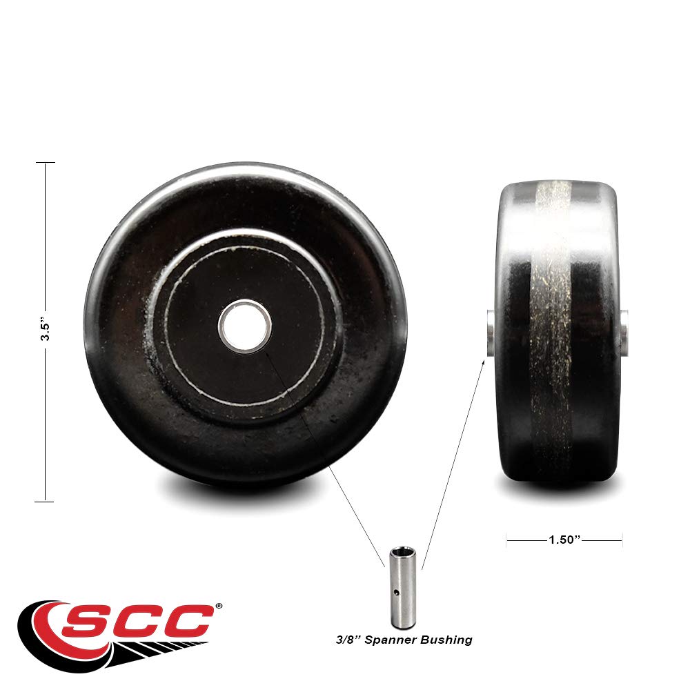 3.25 x 1.5 Inch Phenolic Caster Wheels - 3/8 Inch Bore - 400 lbs Load Capacity per Wheel - Heavy Duty Replacement Casters for Industrial Equipment, Furniture, and Material Handling