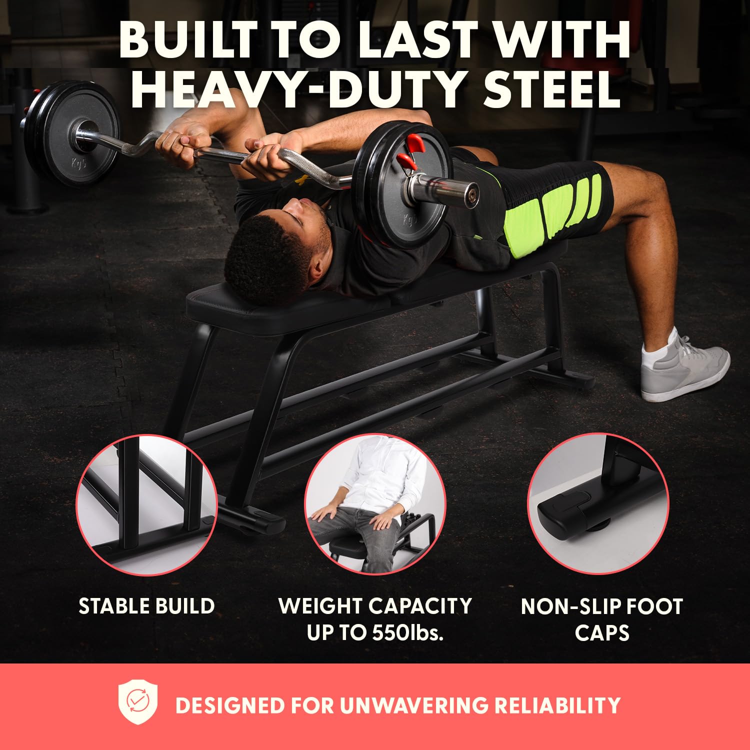SQUATZ Adjustable Sit Up Bench for Abs Workout - 5-Level Abdominal Exercise Bench with Handrail for Home Gym, Core Strength Training Equipment | Perfect for Home Fitness, CrossFit & Muscle Building