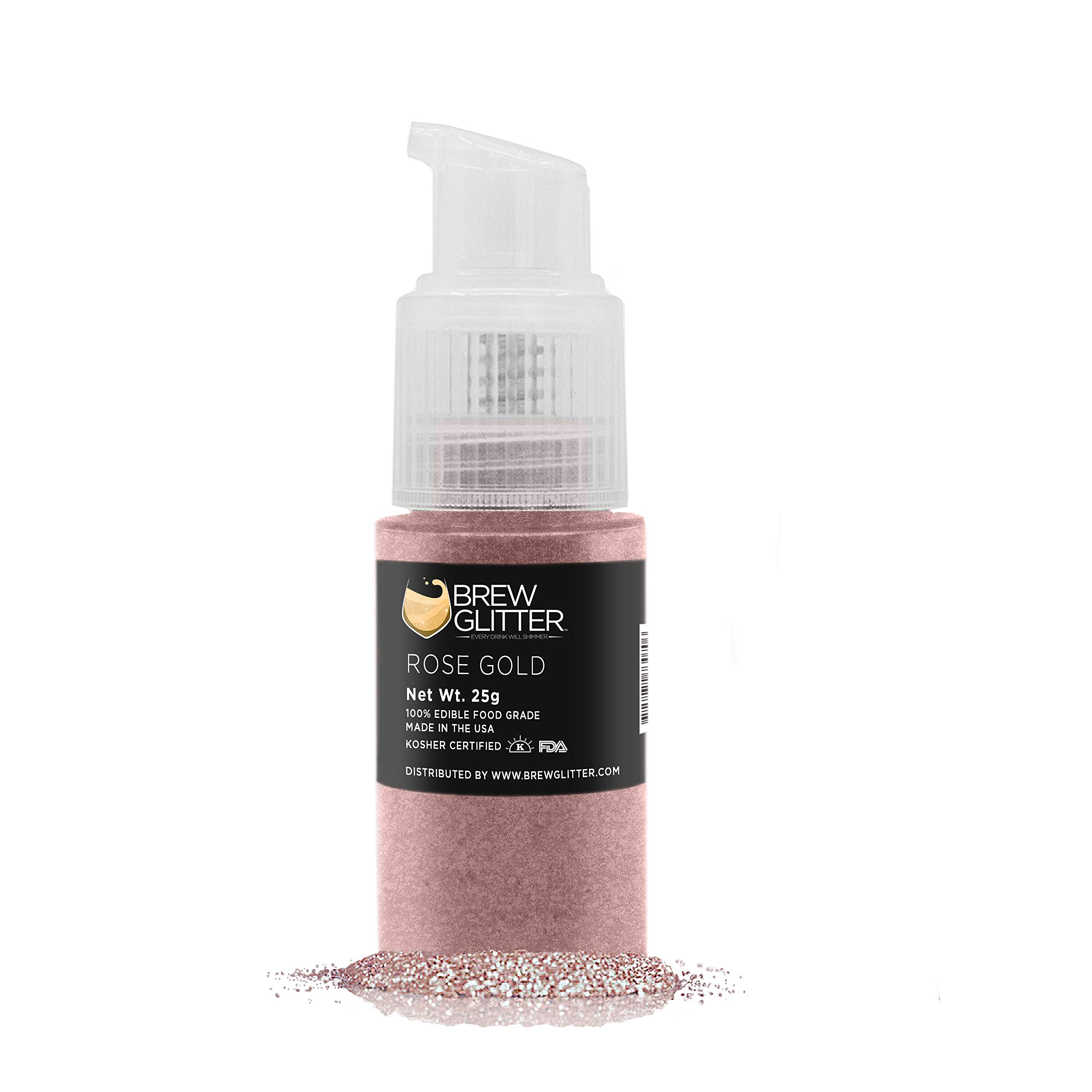 Edible Glitter for Drinks - Rose Gold Food Grade Glitter for Cocktails, Beer, Beverages & Garnish | KOSHER & HALAL Certified | 100% Vegan, Gluten & Nut Free | 25g Spray Pump | Perfect for Party Drinks, Wedding Cocktails & Bar Decorations