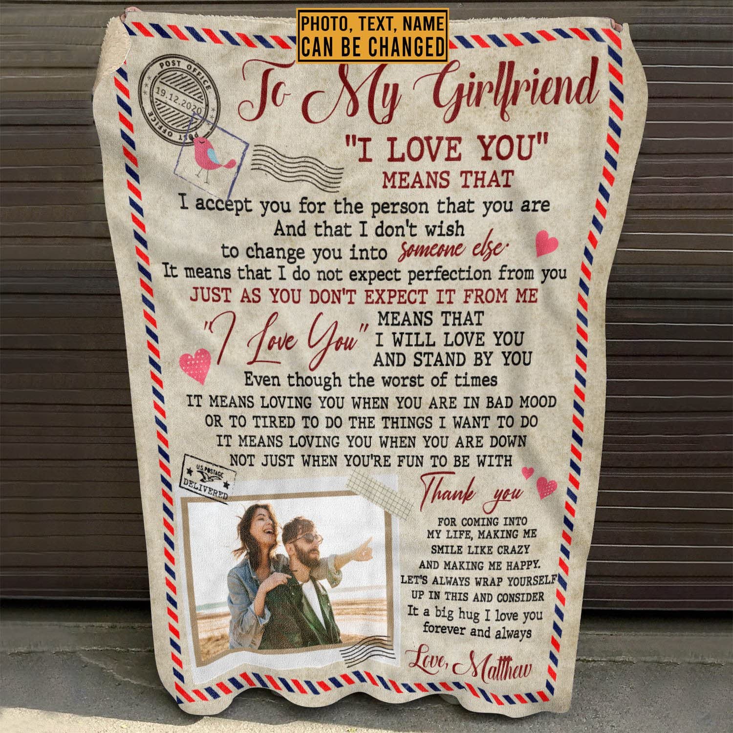 Custom Photo Fleece Blanket - Personalized Valentine's Gift for Couples, Anniversary, I Love You Present - 60x80 Inch Soft Mink & Woven Blanket - Perfect for Cuddling, Home Decor, and Romantic Surprises