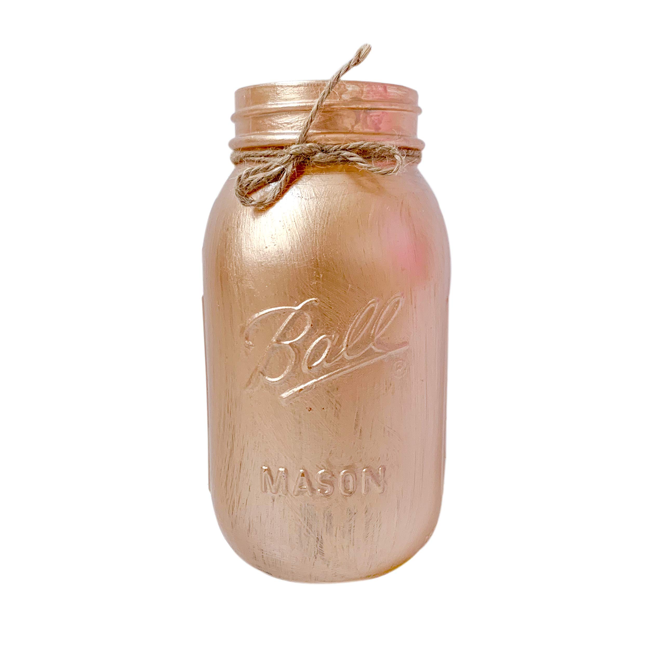 Rose Gold Mason Jars Centerpieces - 32oz Painted Quart Jars for Wedding & Baby Shower Decor | Elegant Table Centerpieces for Bridal Showers, Baby Showers & Home Decor