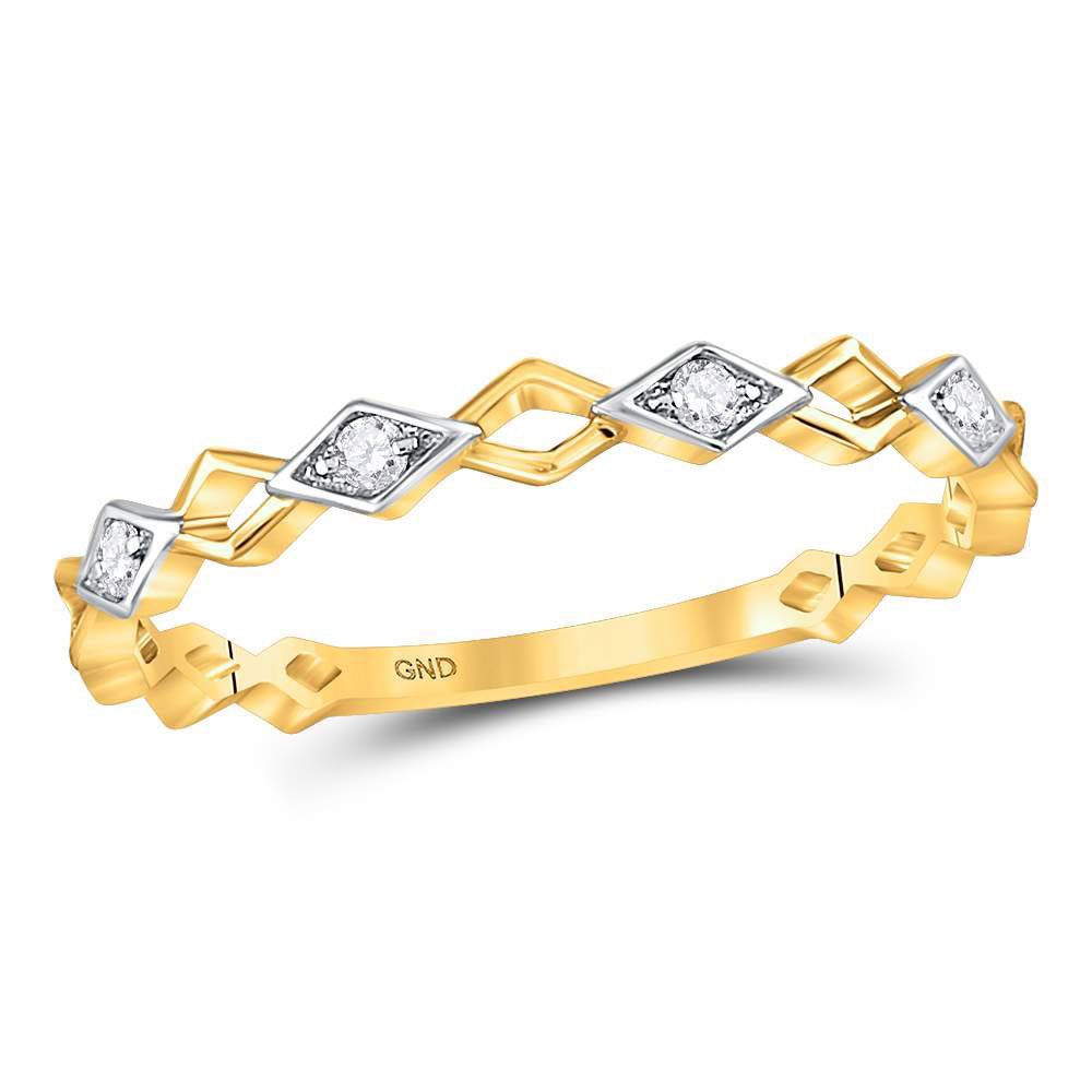 10K Yellow Gold Round Diamond Stackable Band Ring for Women - 1/20 Cttw, Dazzlingrock Collection | Perfect for Everyday Wear, Anniversary Gifts & Bridal Stacking