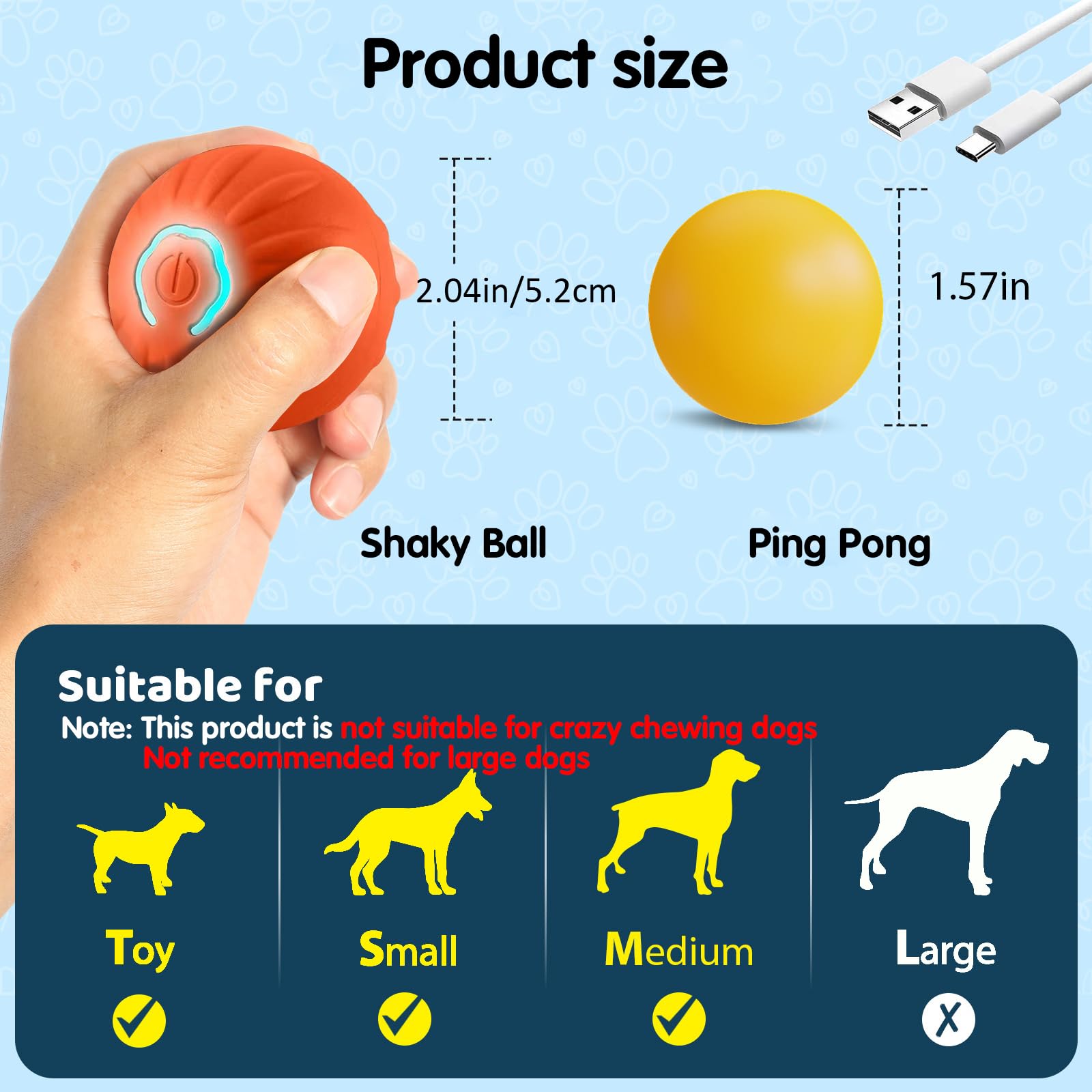 Interactive Shaky Ball Toy for Dogs - Vibrating & Automatic Moving Dog Ball for Small, Medium & Large Breeds - Blue Pet Toy for Indoor & Outdoor Play