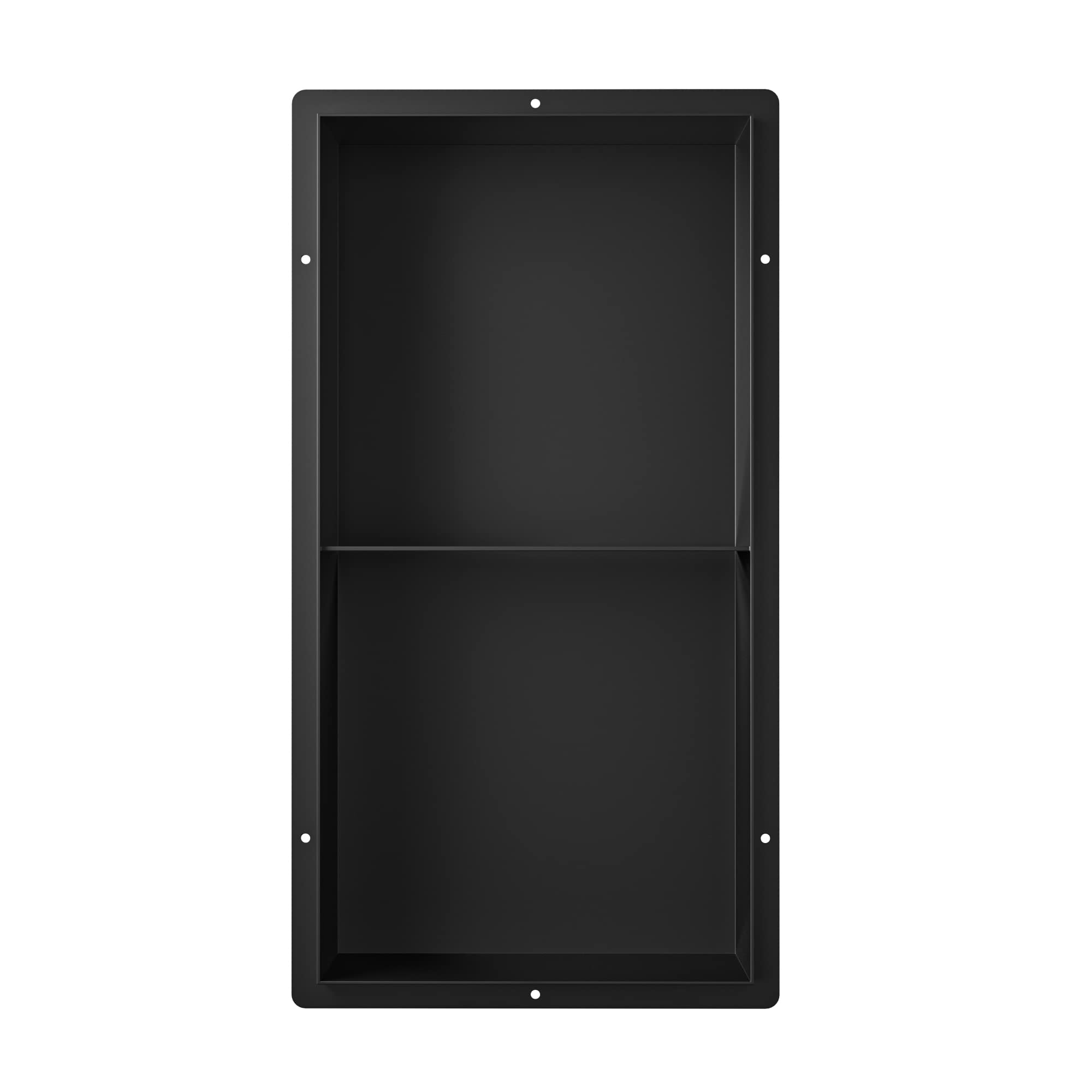 24x12 Inch Stainless Steel Recessed Shower Niche - Matte Black Rimless Wall Shelf for Bathroom | No Tile Needed, Flush-Mount Installation | Perfect for Shampoo, Soap & Bath Accessories Storage