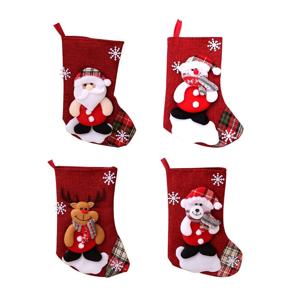 Festive Christmas Tree Hanging Socks - 9.16x3in Holiday Stocking Gift Bags for Kids, Xmas Party Decorations & Candy Holders | Perfect for Tree Decor, Gift Exchange & Holiday Celebrations