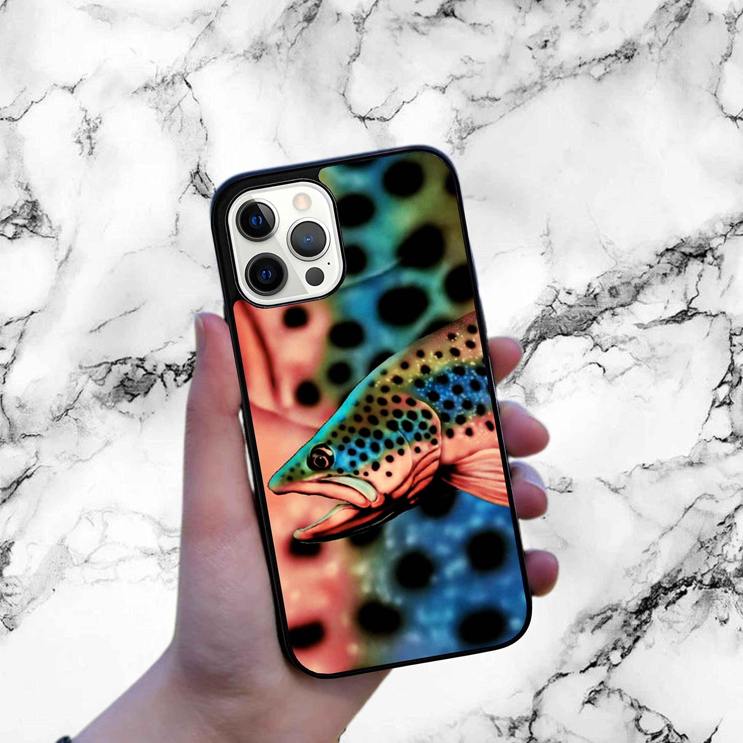 Brown Trout Fly Fishing Phone Case for iPhone 13 Pro - Durable Non-Slip TPU Rubber Shockproof Slim Cover - Perfect for Outdoor Adventures & Fishing Trips